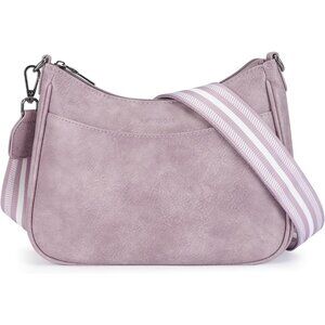 👑Womens Purple Leather Lightweight Zipper Pocket Adjustable Strap Crossbody Bag